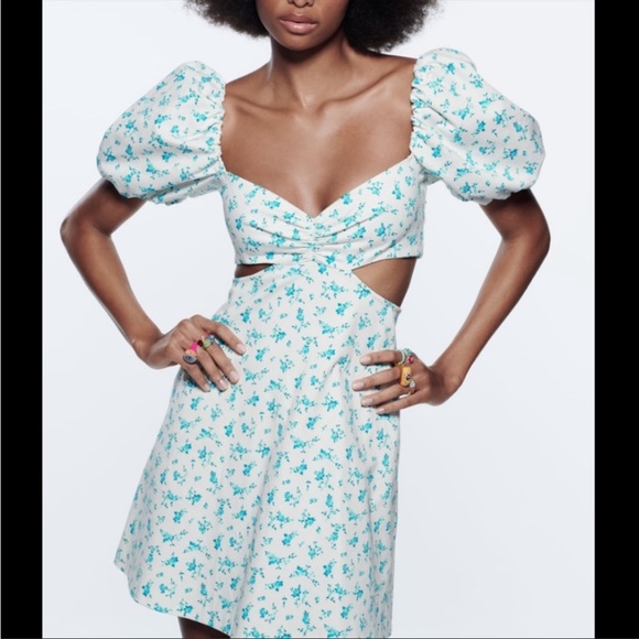 New Zara Floral Cut Out Dress - Picture 10 of 16